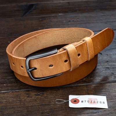 ナチュラルタン【ヌメ革】ベジタブルタンニン メンズ ベルト 本革 牛革 新品 未使用 送料無料 1円 天然色 田中革具