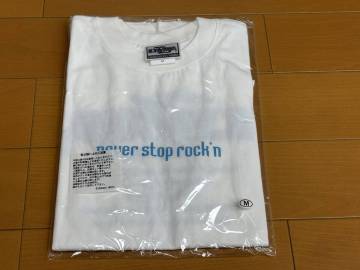 ＜未開封・新品＞　矢沢永吉　Ｔシャツ（never stop rock'n　ロゴ）白青　Ｍサイズ