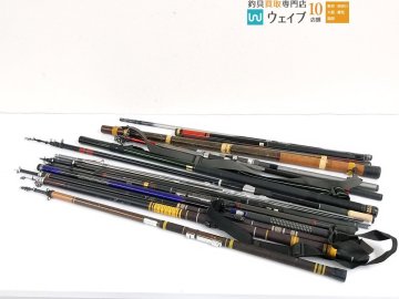 がまかつ がま磯 VR ベイト 4-53、サイボーグ 磯玉網 III 540、ダイワ PG 大島 2号 54 等 磯玉網 磯竿 大量セット ジャンク品