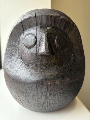 明治　大正期　時代物　黒色　達磨　だるま　木型　木工型　オブジェ　高さ約19cm 佐原張子　鎌田芳郎　郷土玩具 置物　佐原張子　民藝