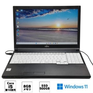 1円~ 中古美品 ノートパソコン 富士通 A5510/D Core i5 10210U 8GB 512GB 高速SSD搭載 DVD鑑賞 テンキー付 Windows11 Office済 即使用可能