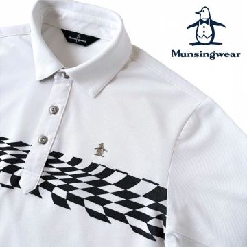 Munsingwear マンシングウェア 吸汗速乾 ポロシャツ L ホワイト ブラック 半袖 ゴルフ ドライ シャツ 白 黒