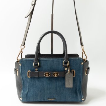 【1円スタート】COACH コーチ A1892-F26160 2WAY ハンドバッグ ショルダーバッグ デニム素材 レザー ブルー ネイビー レディース bag 鞄