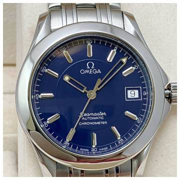 付属品、ベルト2種付き☆OH済み極美品のオメガシーマスター時計☆メンズ・ジャックマイヨール2001年限定・4000本☆自動巻き2507-80☆