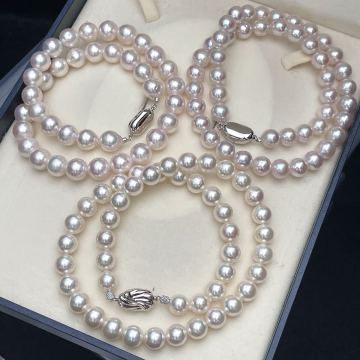 あこや真珠 パール 大珠 8.5m 9m 10m ネックレス シルバー金具 pearl jewelry necklace 本真珠 アコヤ まとめ セット 大量