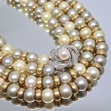 豪華!!K14WG!!◆アコヤ本真珠2連ロングネックレス◆U 約97.7g 約70.0cm 約7.0mm珠 pearl パール necklace ジュエリー EE0/FA5 X168◎