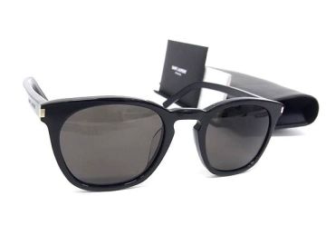 1円 ■極美品■ SAINT LAURENT サンローラン SL 28/F 022 50□23-150 サングラス メガネ 眼鏡 ブラック系 FZ4312