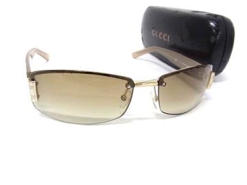 1円 ■美品■ GUCCI グッチ GG柄 サングラス メガネ 眼鏡 メンズ レディース シャンパンゴールド系&times;クリアベージュ系 GB5234