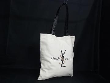 1円 ■極美品■ YVESSAINTLAURENT イヴサンローラン キャンバス トートバッグ ショルダーバッグ 肩掛け ライトベージュ系 GB5283