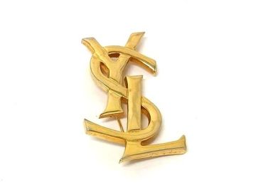 1円 ■美品■ YVESSAINTLAURENT イヴサンローラン ピンバッジ ピンブローチ アクセサリーメンズ レディース ゴールド系 BV1120