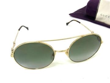 1円 ■新品同様■ GUCCI グッチ GG0878S 001 サングラス メガネ 眼鏡 めがね レディース メンズ ゴールド系 HE0258