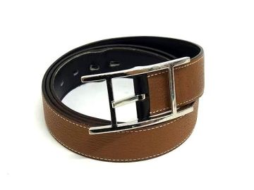 1円 HERMES エルメス アピ3 ボックスカーフ&times;トゴ SV金具 リバーシブル ベルト サイズ 95 D刻印 2019年 ブラック系&times;ブラウン系 BS7720