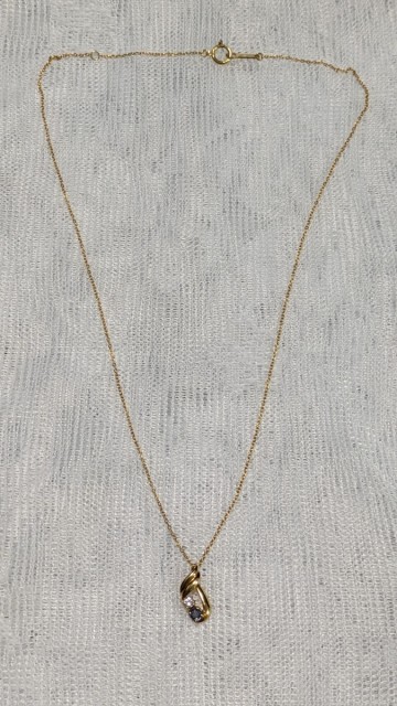 ◎鑑定済◎1円スタート K18 天然ダイヤモンド0.06ct刻印 ブルーストーン ネックレス イエローゴールド ペンダント トップ取外し可OK