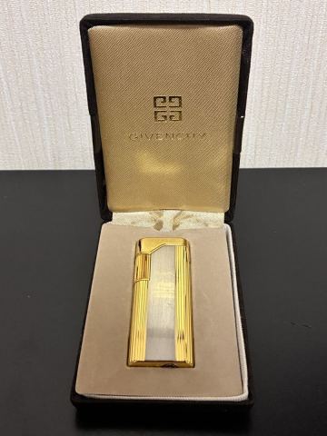 【箱説付/火花OK】GIVENCHY ジバンシィ 7000 ローラー式 ガスライター コンビ ゴールド シルバー ストライプ 4Gロゴ 喫煙具 ヴィンテージ