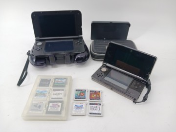 21024-04★Nintendo ニンテンドー3DS LL 2台 CTR-001/SPR-001 ソフト10本まとめセット モンハン ハンティングギア 動作確認済★