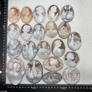 大量!!◯シェルカメオおまとめ319.2g◯u 約1596ct ルース 裸石 shell cameo ブローチ 貴婦人 彫刻 アンティーク 作家物 w3す60