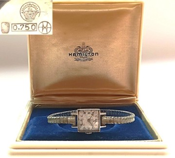 18金 K18 18K 金無垢　HAMILTONホワイトゴールド無垢1950年代製造機械式手巻き腕時計 14.5ｇ 不動