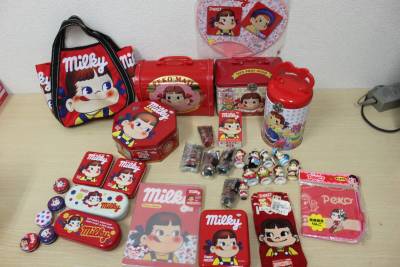 〇中古品 保管品 不二家 ペコちゃん グッズ 缶 人形 バッグ うちわ まとめ/激安1円スタート