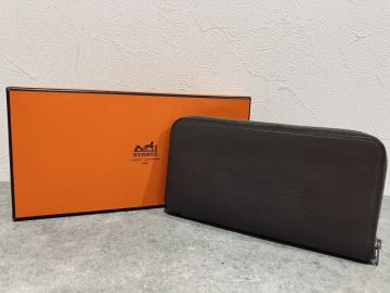 HERMES ● 極美品 エルメス □R刻印 アザップ 長財布 ラウンドファスナー シルクイン 財布 アザップロング 長財布