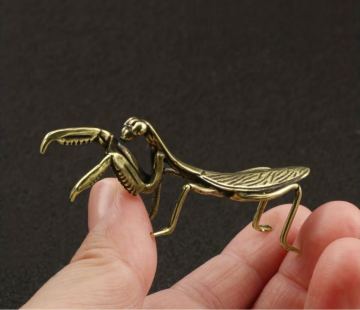 カマキリ　銅像 真鍮 置物 茶道具 蟷螂 銅製置物　7cm