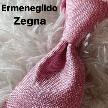 未使用品 Ermenegildo Zegna ネクタイ 無地 ピンク系 シルク100 ブランドネクタイ n‐654