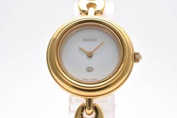 1円～ 稼働 グッチ GUCCI チェンジベゼル 11/12 レディース 腕時計 ホワイト文字盤 クォーツ QZ 
