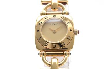 1円～ 稼働 グッチ GUCCI 6300L 純正ベルト レディース 腕時計 ゴールド文字盤 クォーツ QZ 