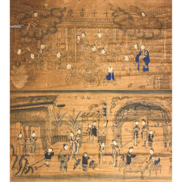 木版画 彩色版画 人物図 掛軸 中国美術 唐物 古玩 骨董品 書画 額装 旧家整理品