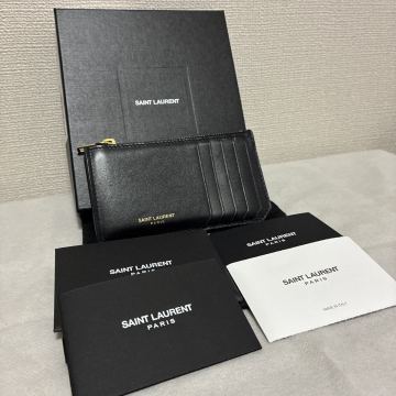 【美品】 SAINT LAURENT サンローラン フラグメントケース カードケース 小銭入れ レザー ブラック 付属品付き シリアルあり