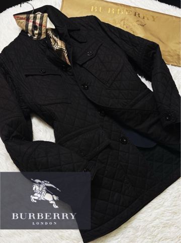 良品　20万●トルコ製!!BURBERRY LONDON 　洗礼光沢キルティングジャケット　バーバリーコート k54-268 犬の散歩に　メンズ　ノバチェック