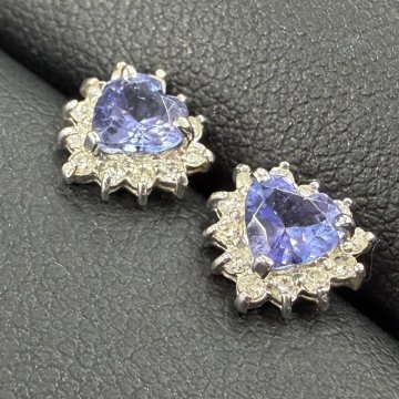 極上品 1円スタート 天然タンザナイト ピアス K18WG 750 タンザナイト0.49/0.49ct ダイヤモンド0.11ct 1.4g ジュエリー NGLソーティング