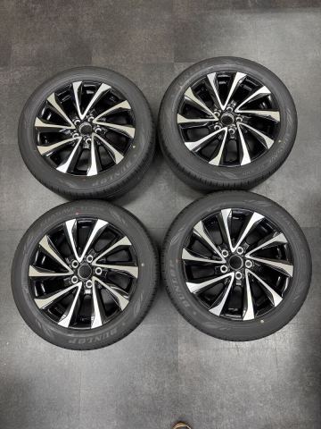 25年10月登録 ノア S-Z 2WD 新車外し アルミホイール 17&times;6J (切削光輝+ブラック塗装) タイヤ DUNLOP ENASAVE EC300+ 205/55R17 4本セット