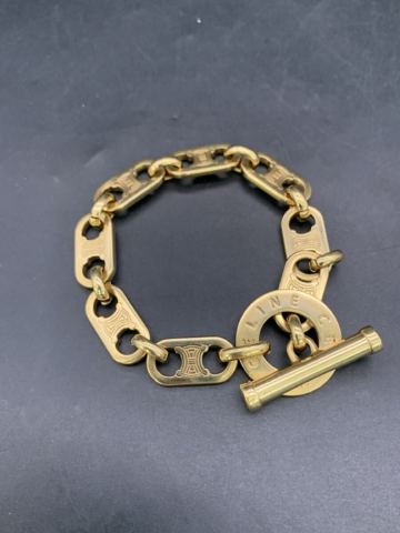 伊集　7月 NO.78 CELINE セリーヌ ブレスレット ゴールドカラー　 ヴィンテージ　マカダム　アクセサリー　汚れあり　総重量43.7g