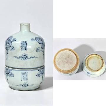 M3567◆旧家買出品◆ 朝鮮古美術 高麗磁 李朝時代 古高麗 高麗古陶磁 高麗白磁染付花卉紋瓶★