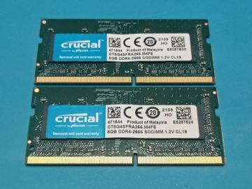 (BIOS確認済み)ノートPC用【crucal】8GB DDR4 PC4-2666 8GBx2枚　計16GB No.8