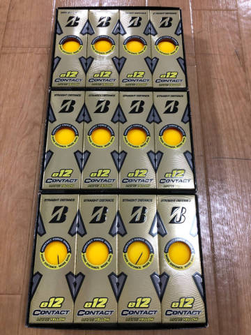 ・スピード発送 新品未使用 BRIDGESTONE GOLF(ブリヂストンゴルフ) e12 CONTACT 3ピース構造 ゴルフボール(マットイエロー)３ダース