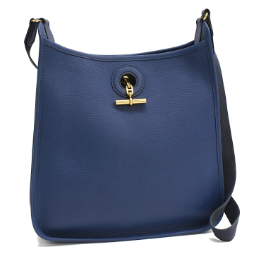 1円◎美品 HERMES エルメス ショルダーバッグ ヴェスパPM □G刻印 シェーヌダンクル レザー ネイビー◎E.Dss.aT-14