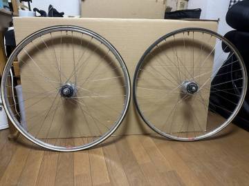 競輪用手組 決戦用 DURA-ACE ラージフランジ（NJS）36H＆ARAYA GOLD 小ギア2枚・チェーン引き付き 中古品