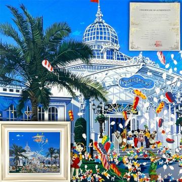 【翔苑】真作保証 ヒロ・ヤマガタ「CRYSTAL PALACE」シルクスクリーン 30号 383/500 アートフォーラム取扱 ディズニー 証明書 07.42.153