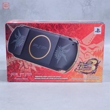 1円～ 動作品 PSP プレイステーションポータブル 本体 PSP-3000 モンスターハンターポータブル 3rd ハンターズモデル 箱説付 難有【10