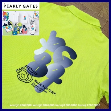 近年モデル 定価25,300円 貴重 正規品 パーリーゲイツ PEARLY GATES 35th 背面＆襟裏 ロゴ 半袖 ポロ シャツ アップルイエロー Saiz 7 3L
