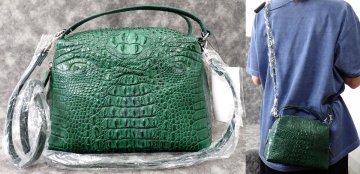 クロコダイル！販売時38万円 新品 超美品 2WAY ショルダーバッグ ハンドバッグ グリーン クロコ バッグ 4609