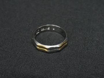 1円 ■美品■ CELINE セリーヌ Pt850&times;K18 750 18金 プラチナ 総重量 約3.39g リング 指輪 アクセサリー 表記サイズ 8 シルバー系 FZ5901