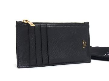 1円 CELINE セリーヌ レザー フラグメントケース カードケース コインケース 小銭入れ レディース ブラック系 HF0183