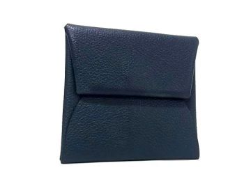 1円 ■美品■ HERMES エルメス バスティア シェーブル シルバー金具 コインケース コインパース 小銭入れ C刻印 ネイビー系 GB6107