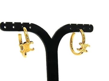 1円 ■美品■ CELINE セリーヌ トリオンフ フープ ピアス アクセサリー レディース ゴールド系 HB4572