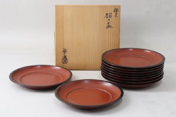 根来 村瀬治兵衛 銘々盆 拾客 径17.8cm 共箱 8-C070/1/080