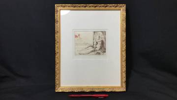D【真作・直筆署名サイン入】アルフォンスイノウエ 銅版画 額装●E.A.版●検)AlphonseInoue女友達山本六三澁澤龍彦ポールヴェルレーヌ