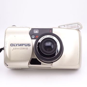 【動作品】 OLYMPUS &mu; mju: ZOOM 105 コンパクトフィルムカメラ オリンパス ミュー シルバー