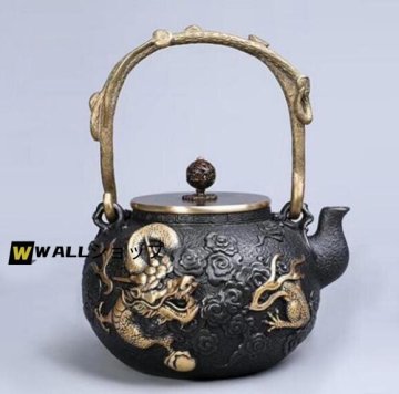 鉄器綺麗☆茶壺☆手彫り鉄壺 鉄やかん 鉄分補給 未塗装鉄器茶道具